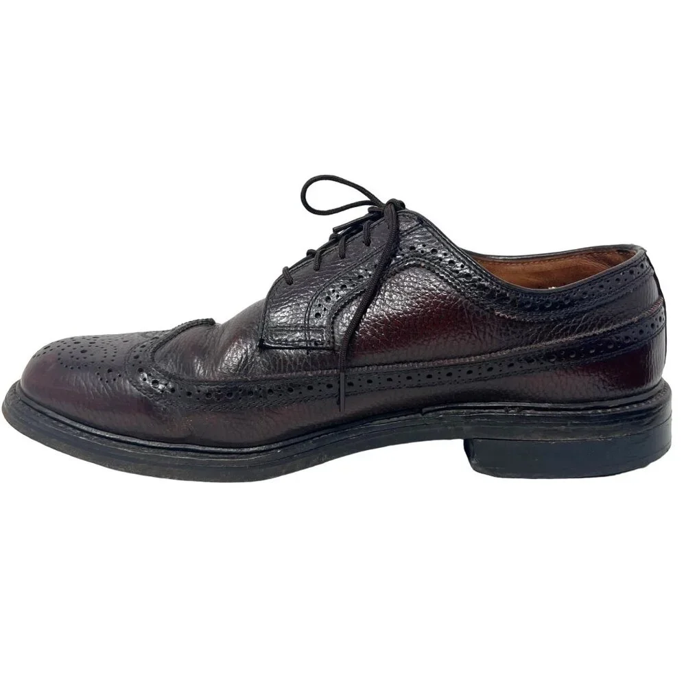 Florsheim Vintage Wingtip Dark Burgundy Brown‎ Leather Longwing V Cleat Size 10D